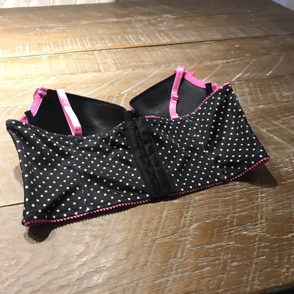Sexy Lingerie Bra Top 36B NWOT with white polka dot and pink lace trim - Picture 2 of 8